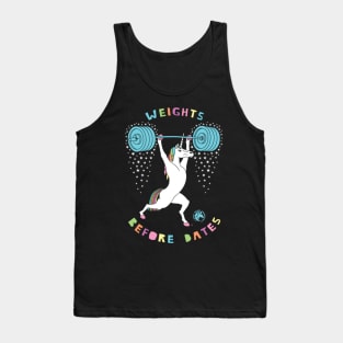 Weights Before Dates Unicorn Outline Tank Top